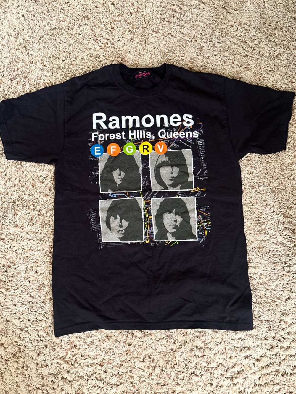Ramones Black Graphic Tee - Forest Hills Queens Medium